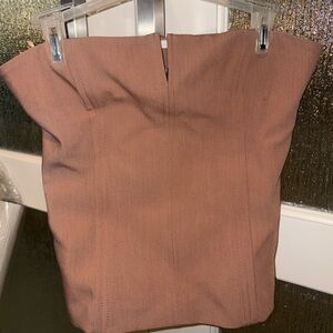 Zara Dark Tan / Taupe / Brown Strapless Bustier Top